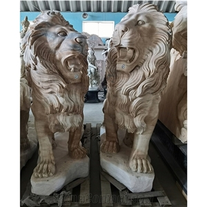 White Stone Lions Statues Front Door Lion Statue Sculpture