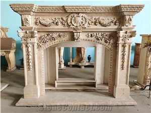 YUANDA Carved Marble Indoor Fireplace Mantel