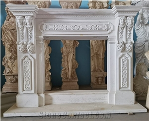YUANDA Carved Marble Stone Surround Modern Fireplace