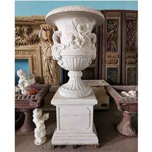 YUANDA Marble Garden Planter Figure Statue Big Flower Pots