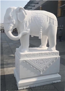 YUANDA Marble Small Elephant Animal Sculptures