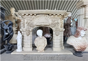 YUANDA Modern Wall-Mounted Natural Stone Fireplace Mantel