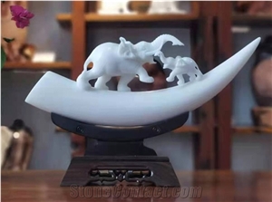 YUANDA White Marble Animal Sculpture Stone Hand Works YUANDA White Marble Animal Sculpture Stone Hand Works