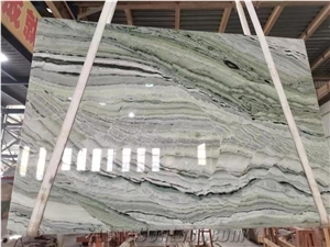 Chinese Cloudy Green Silk Marble Polished Big Slabs & Tiles