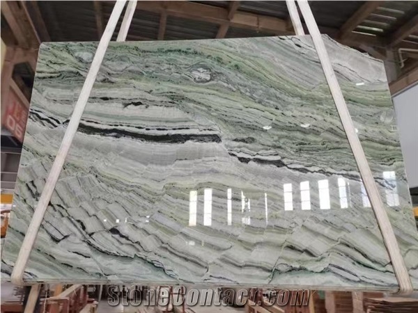 Chinese Cloudy Green Silk Marble Polished Big Slabs & Tiles