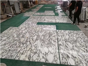 Italian Arabascado White Marble Polished Stair Treads
