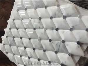 Carrara White Marble 3d Diamond Mosaic Tile