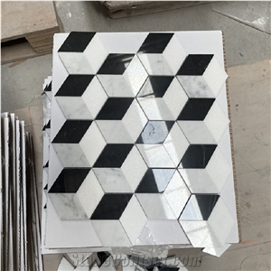 Carrara White &Nero Marquin Combination Diamond Mosaic