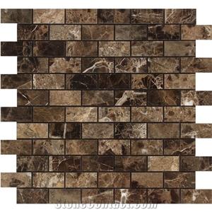 Emperador Dark Marble 1"X2" Brick Mosaic Tile
