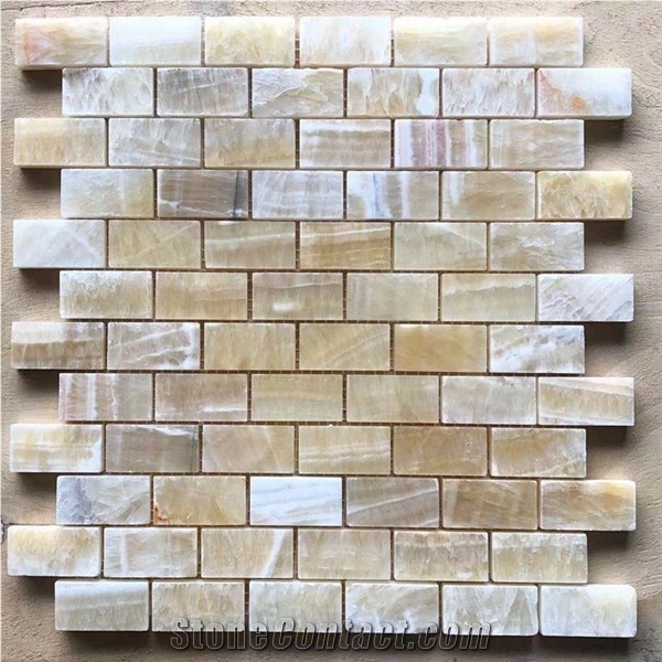Honey Onyx 1"X2" Brick Mosaic Tile