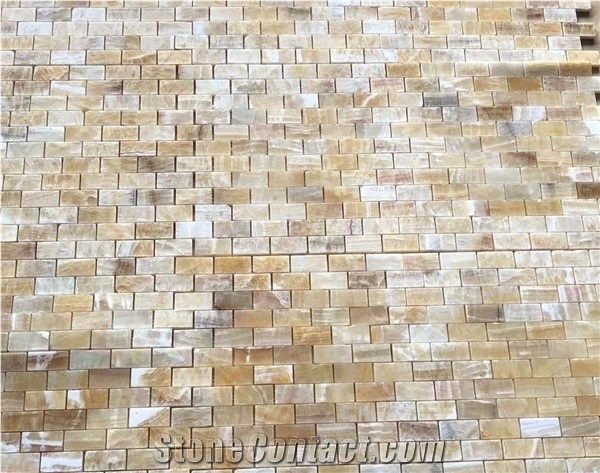 Honey Onyx 1"X2" Brick Mosaic Tile