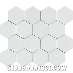 Thassos White Marble 3" Hexagonal Mosaic Tile