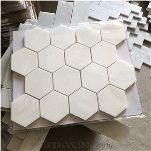 Thassos White Marble 3" Hexagonal Mosaic Tile