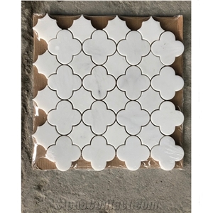Thassos White Marble Flower Pattern Mosaic Tile