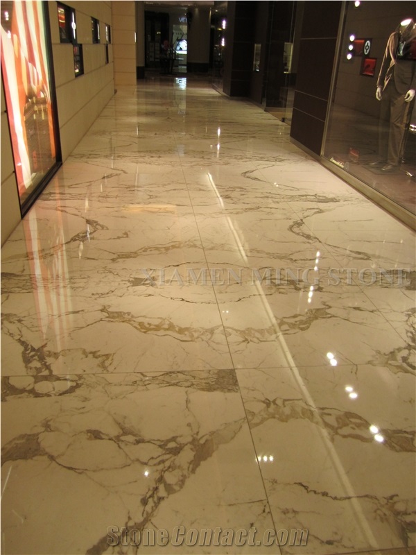 Italy Arabescato Corchia White Marble Bookmatched Vein Cut Tiles Floor