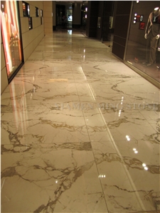 Italy Arabescato Corchia White Marble Bookmatched Vein Cut Tiles Floor