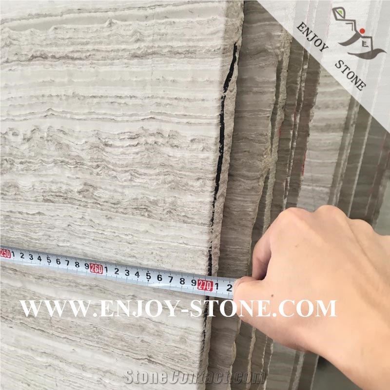 Antique / Leather White Vein Wooden Marble Slabs