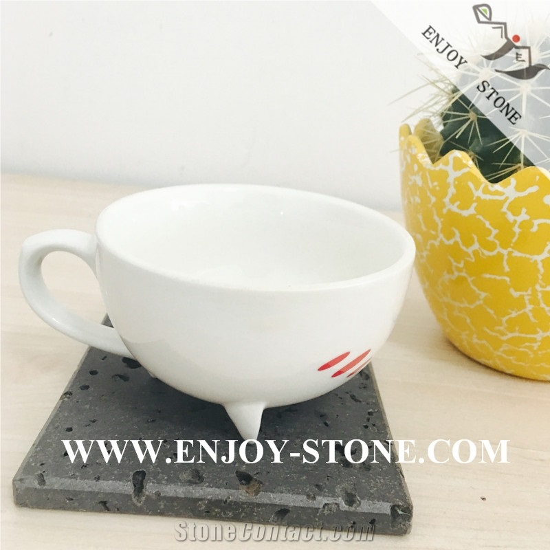 Honed Lavastone Macro Holes Basalt Glass/Mug Kitchen Coaster