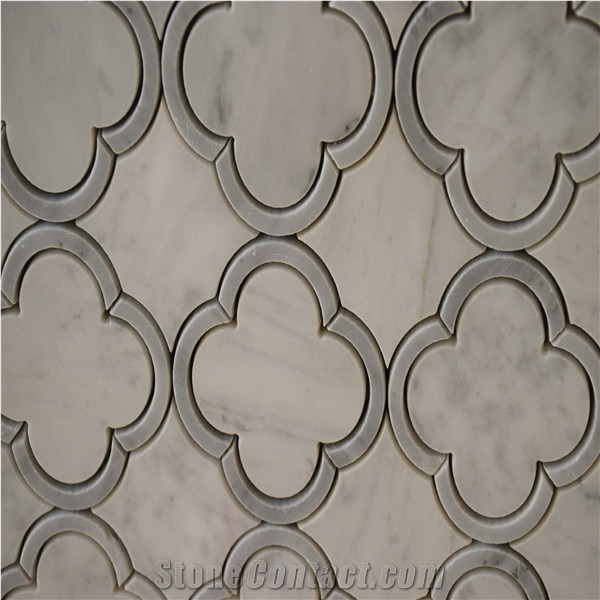 Carrara White Marble Flower Pattern Mosaic Tile