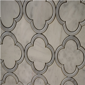 Carrara White Marble Flower Pattern Mosaic Tile