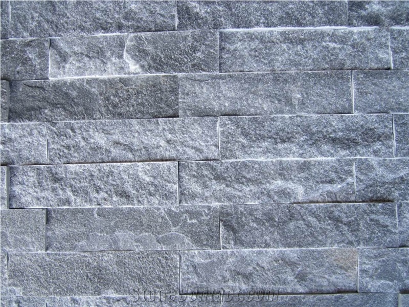 Black Split Ledge Marble Stone Wall