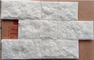 Crystal White Mushroomed Ledge Marble Stone Wall