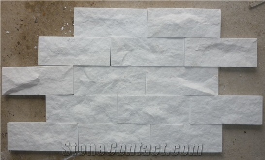 Milky White Split Ledge Marble Stone Wall
