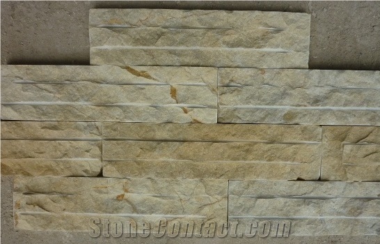 Yellow Chiseled Ledge Marble Stone Wall