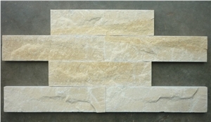 Yellow Split Ledge Marble Stone Wall