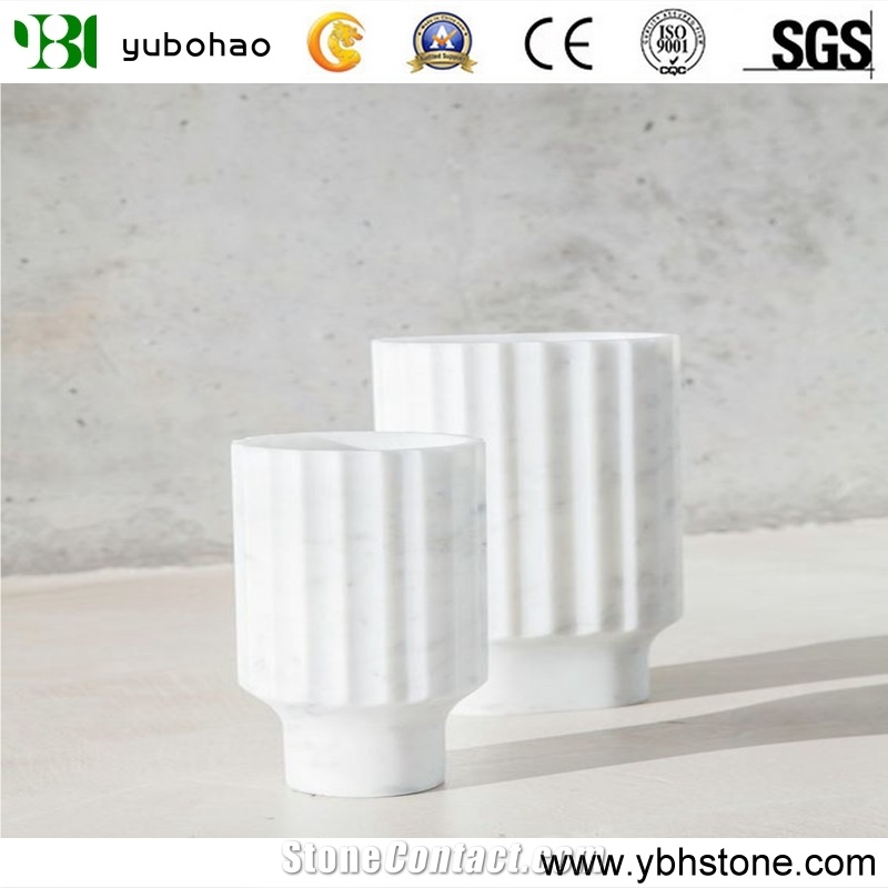 Bianco Carrara/White Marble Of Home Decorative Pot