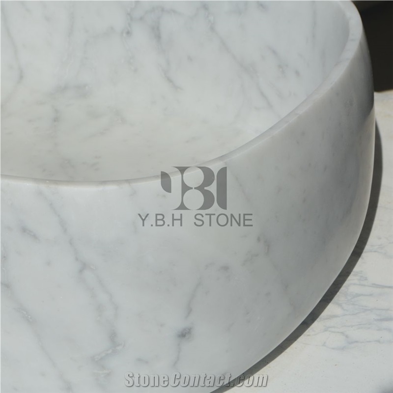 Bianco Carrara/White Marble Vessel Bowl for Bath