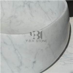 Bianco Carrara/White Marble Vessel Bowl for Bath