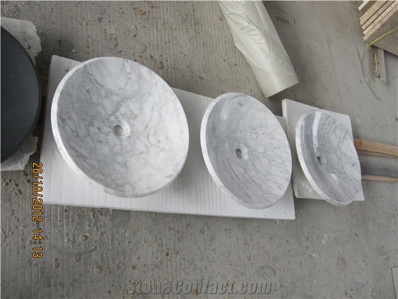 Bianco Carrara White Stone Sinks,Oval Marble Basin