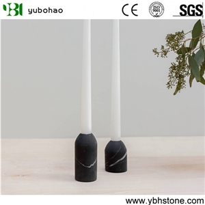 Black Marquina/Honed Black Marble Candle Holders