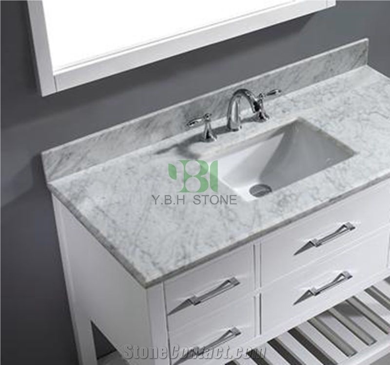 Carrara White Bath Tops, Wood Vanity Countertop