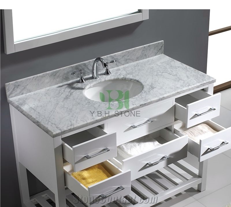 Carrara White Bath Tops, Wood Vanity Countertop