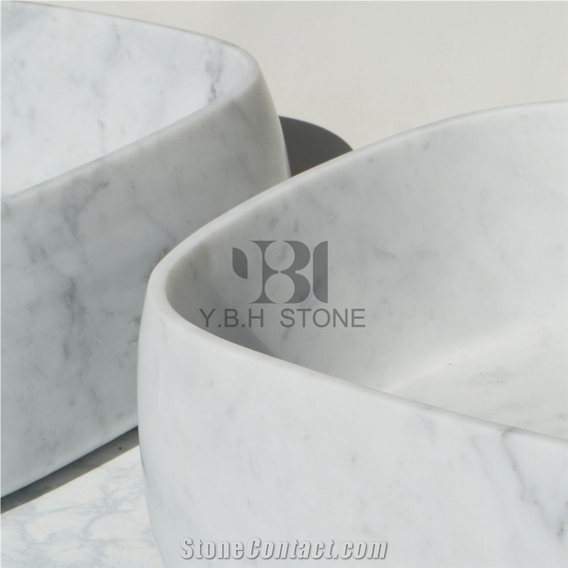 Italian Bianco Carrara White Bathroom Wash Basins