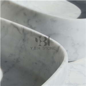 Italian Bianco Carrara, White Marble Vessel Sinks