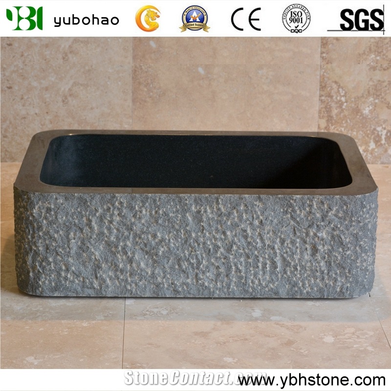 Lava Stone/Black Basalt Polished Basin Of Bathroom