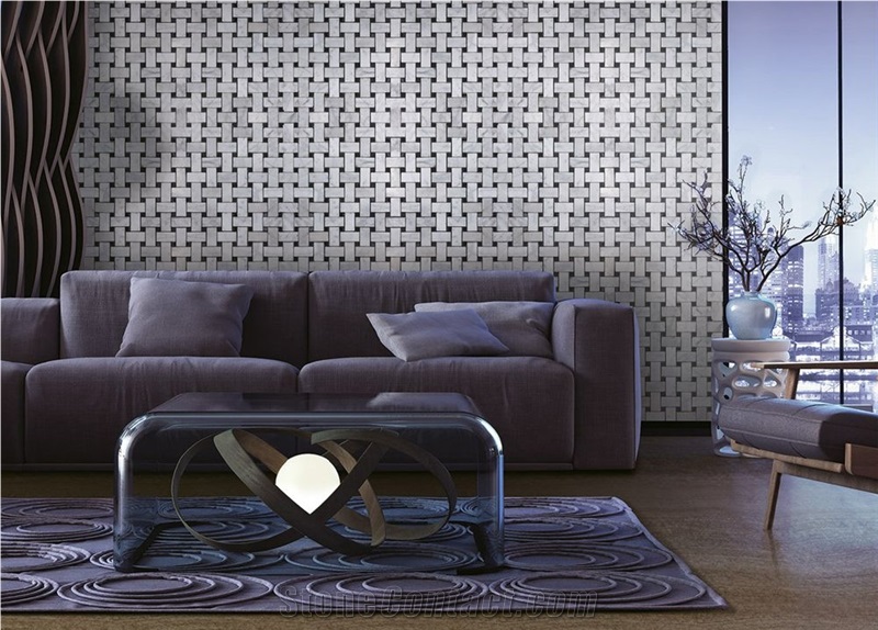 White Mosaictiles/Mini Bricks Wall Mosaic Interior