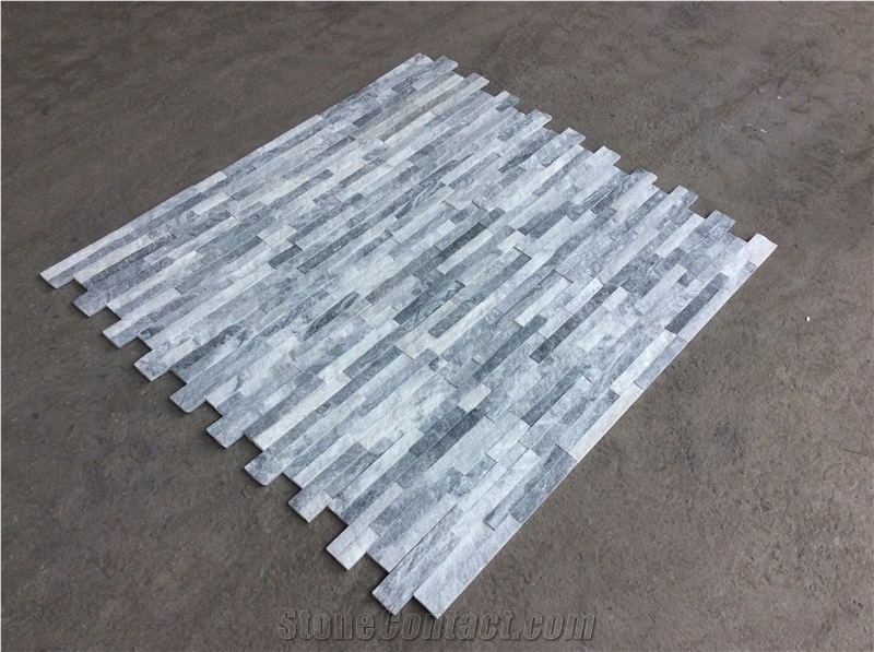 White Quartzite& Silver Grey Slate Z Shape Walling