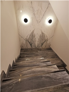 Asgard Grey Marble Stairs, Turkish Bardiglio Staircase
