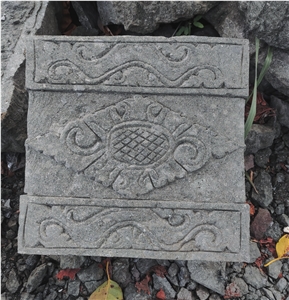 Green Stone Square Seats with Traditional Sculpting Pattern