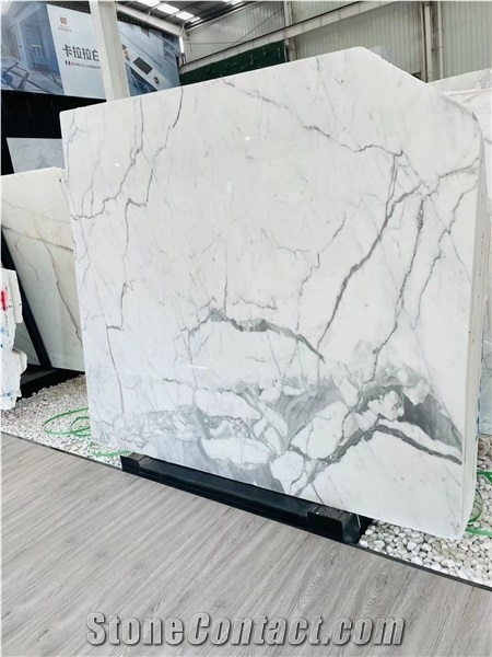 White Marble Stone Calacatta Carrara Wall Slab Flooring Tile
