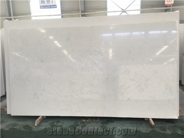 White Quartz Calacatta Carrara Stone Bath Wall Slab