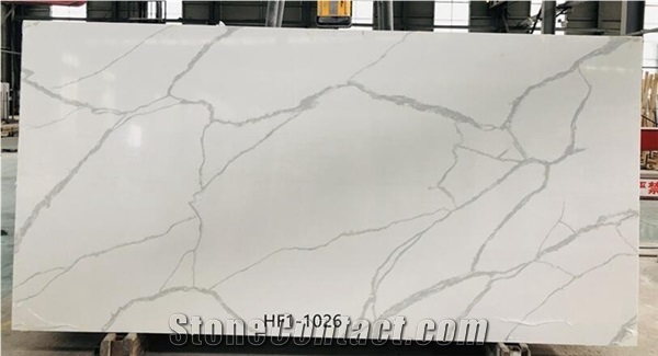 White Stone Quartz Calacatta Carrara Slabs From China