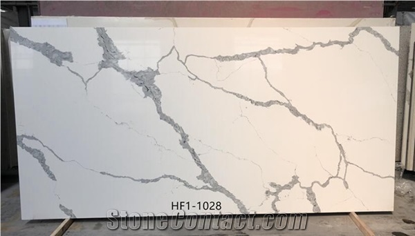 White Stone Quartz Calacatta Carrara Slabs From China