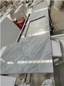 Prefab Bianco Carrra White Marble Vanity Tops Countertops
