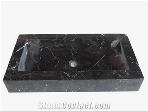 China Nero Marquina Marble Sink Basin for Vanity Top