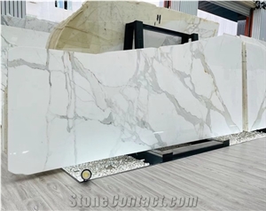 Carrara Calacatta White Marble Slab Kitchen Tile